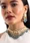 Gold And Blue Kundan Short Necklace Set In Mix Metal