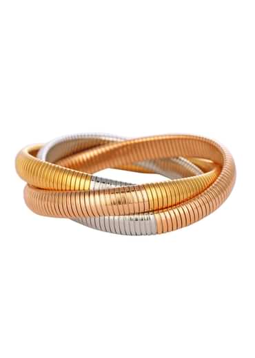 Gold And Silver Chunky Bangles In Mix Metal
