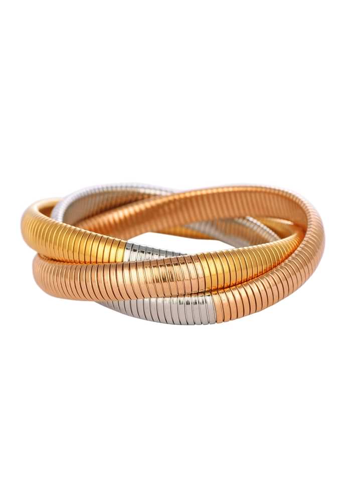 Gold And Silver Chunky Bangles In Mix Metal
