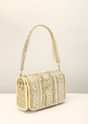 Gold And Silver Embroidered Clutch Bag With Cut Dana Work And Pearl Loops