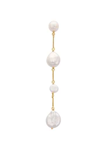 Gold And White Chain Danglers With Mother Of Pearls
