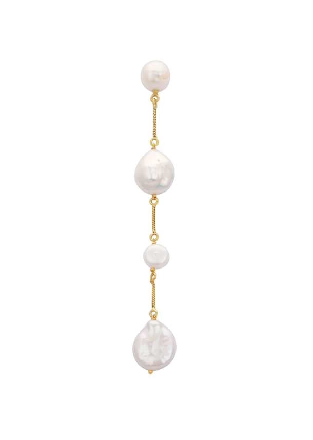 Gold And White Chain Danglers With Mother Of Pearls