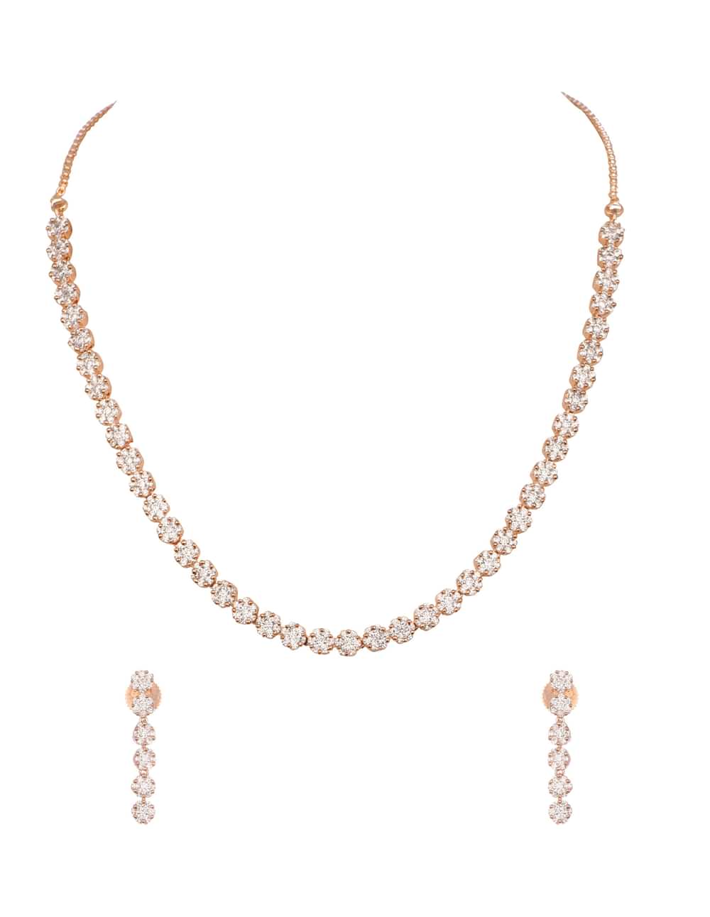 Gold And White Diamond Necklace Set In Mix Metal