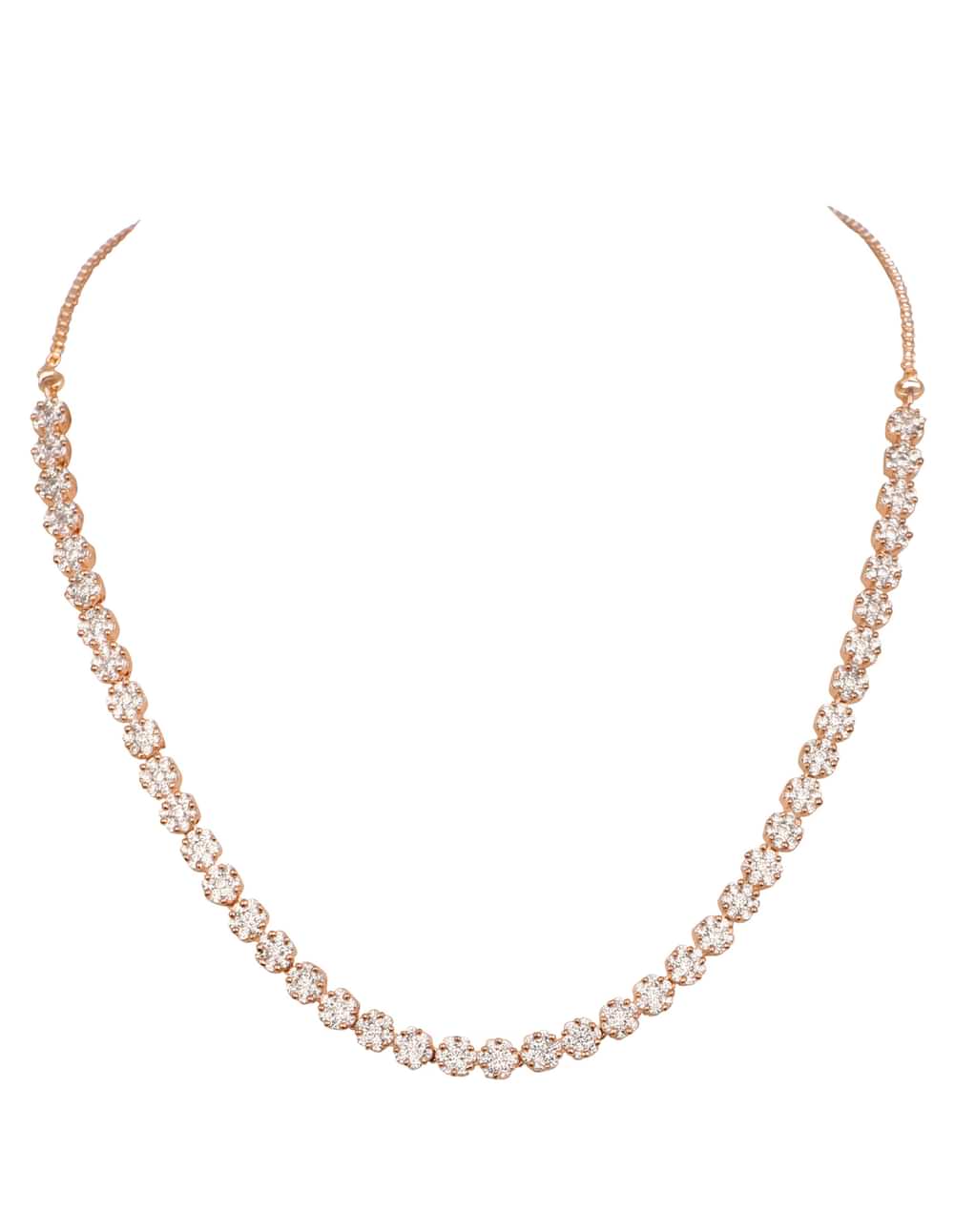Gold And White Diamond Necklace Set In Mix Metal