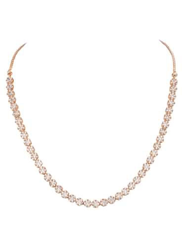 Gold And White Diamond Necklace Set In Mix Metal