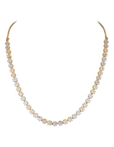 Gold And White Kundan Diamond Necklace Set In Mix Metal