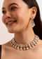 Gold And White Kundan Necklace In Mix Metal