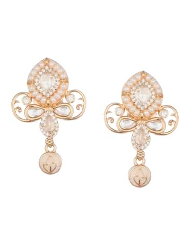 Gold And White Kundan Short Necklace Set