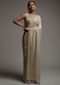 Gold Beige Saree Embellished In Sequins With Fringes On The Pallu And Unstitched Blouse
