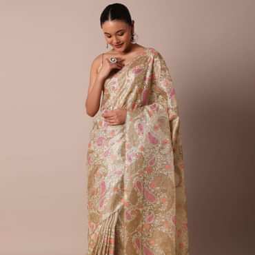 Gold Chanderi Silk Saree With Intricate Zari Embellishments