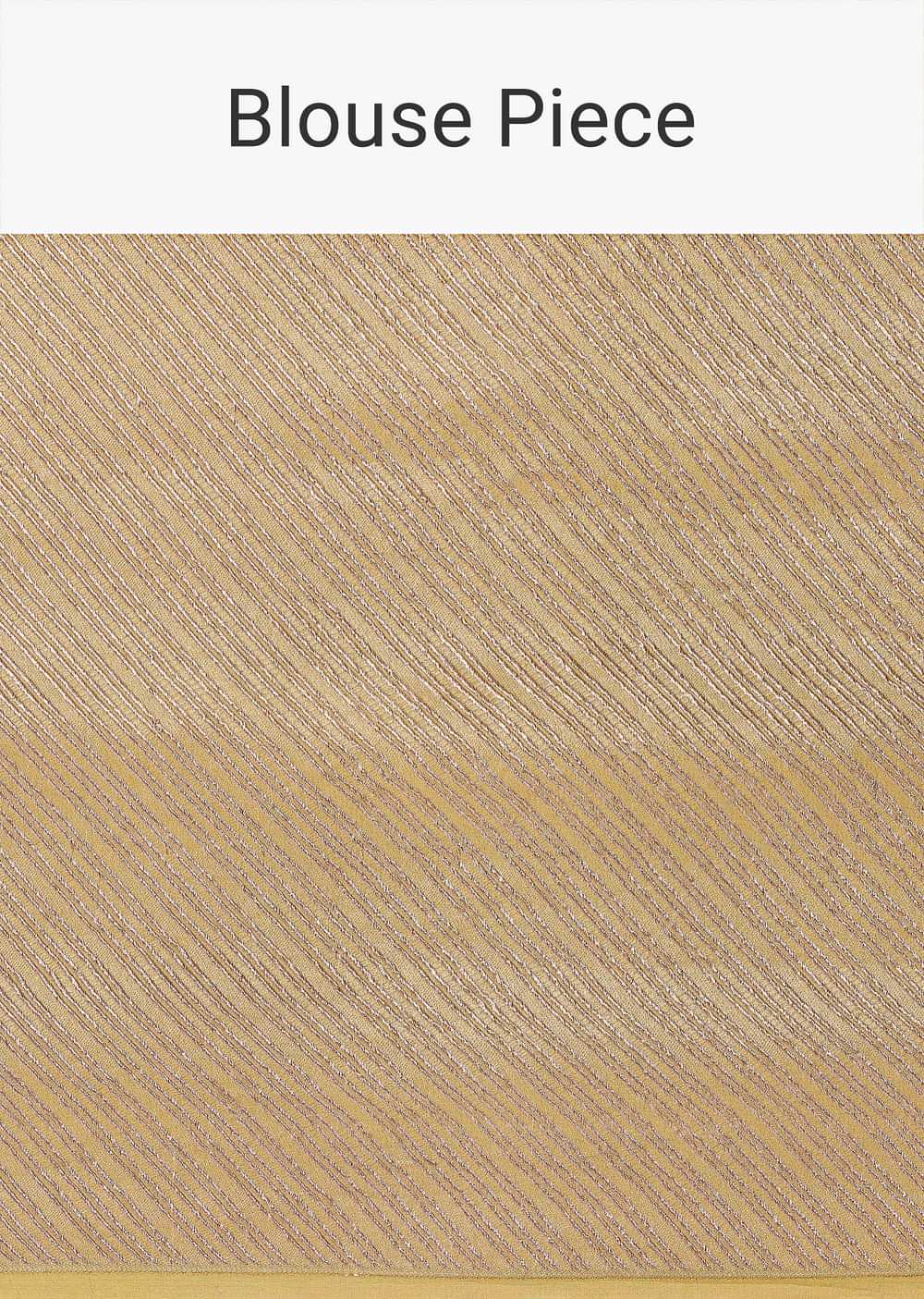 Gold Chanderi Tissue Saree With Pipe Finish Stitched Blouse
