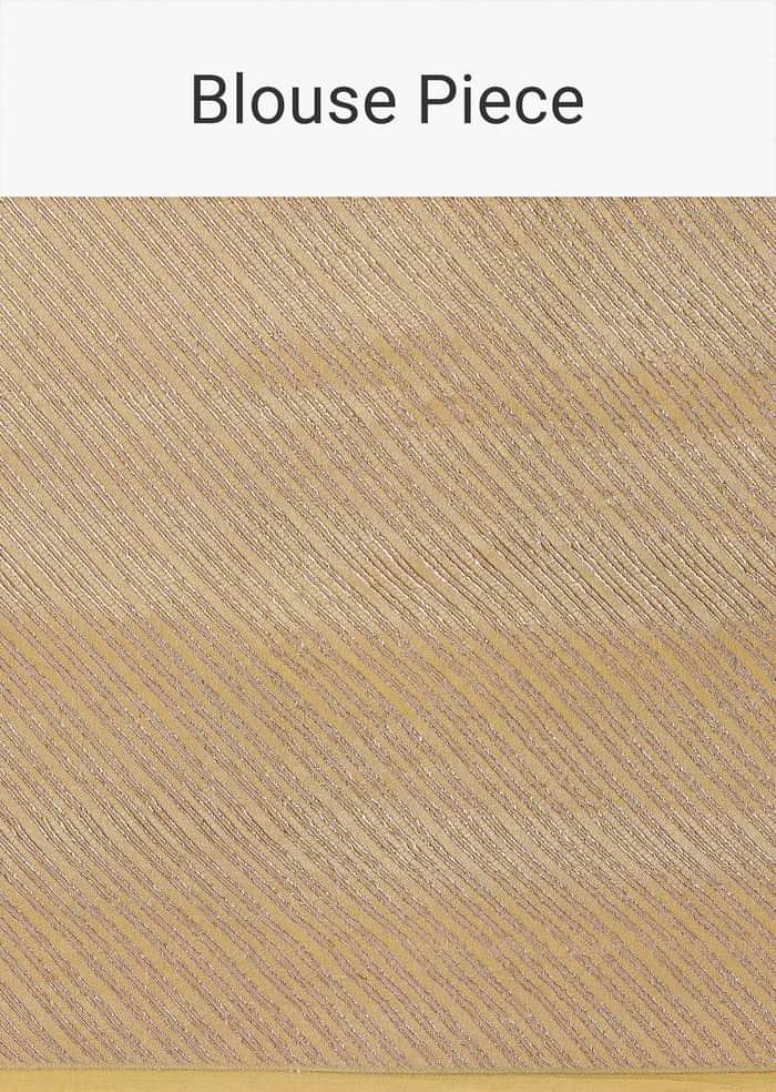 Gold Chanderi Tissue Saree With Pipe Finish Stitched Blouse