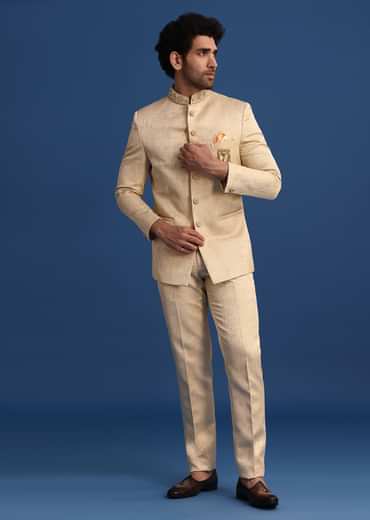 Gold Embroidered Jodhpuri Set with Hand Work