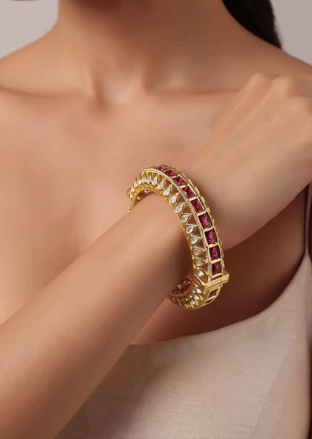 Gold Finish Bangle With Red Meenakari Gold Finish Bangle With Red Meenakari