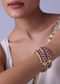 Gold Finish Bangles With Pearls And Meenakari Work (Set of 2)