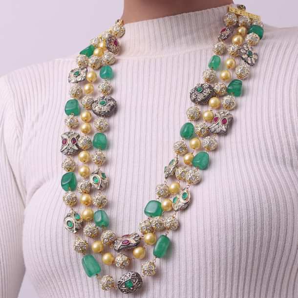 Gold Finish Beaded Mala In Mix Metal Gold Finish Beaded Mala In Mix Metal