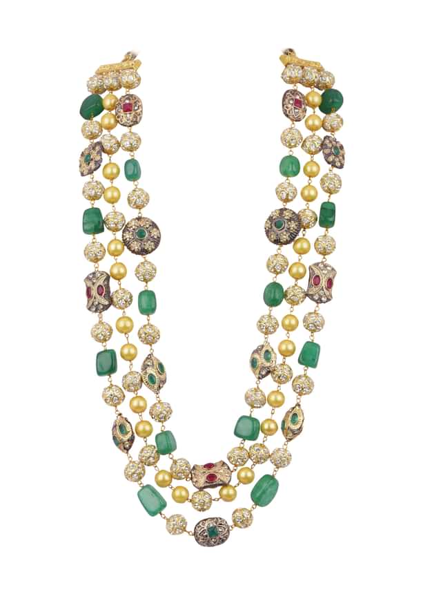Gold Finish Beaded Mala In Mix Metal Gold Finish Beaded Mala In Mix Metal