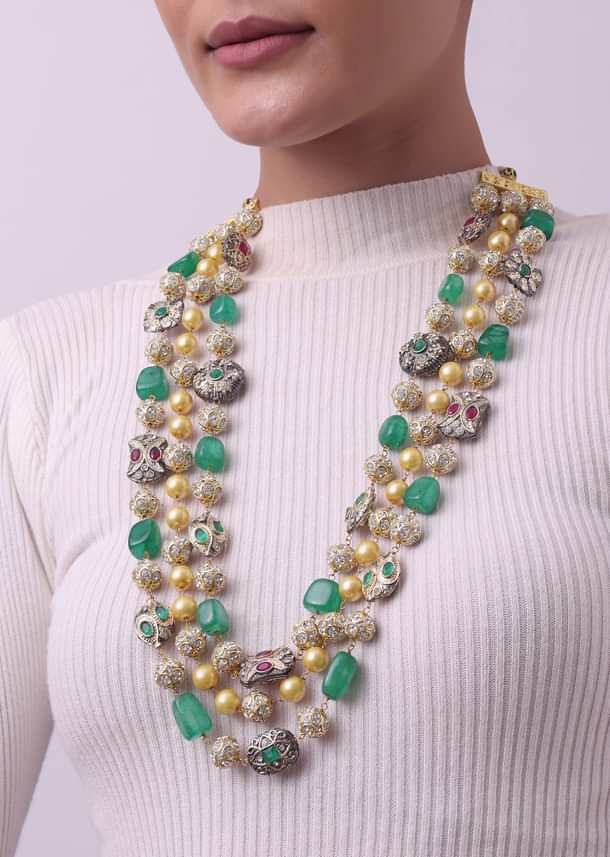 Gold Finish Beaded Mala In Mix Metal Gold Finish Beaded Mala In Mix Metal