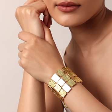 Gold Finish Bracelet With Geometric Motifs