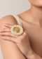 Gold Finish Carved Oversized Ring With Pearls