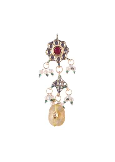 Gold Finish Choker Set With Multicolor Stone In Mix Metal