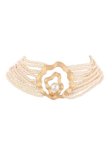 Gold finish Choker with Pearls