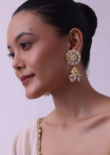 Gold Finish Choker With Pearls And Green Beads