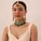 Gold Finish Floral Kundan Choker Set With Carved Stones And Beads