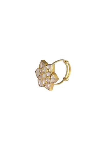 Gold Finish Floral Ring With Studded Kundan