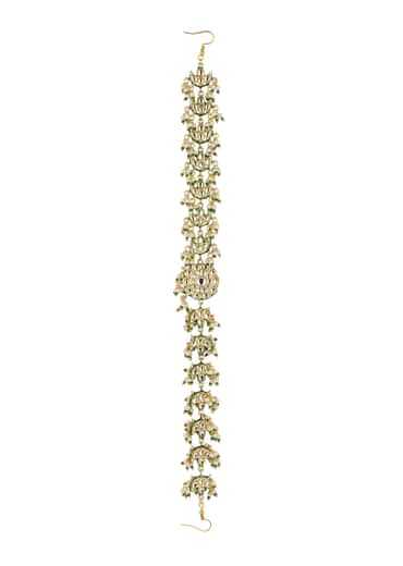 Gold Finish Green Kundan Mathapatti In Mix Metal