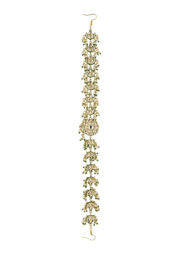 Gold Finish Green Kundan Mathapatti In Mix Metal Gold Finish Green Kundan Mathapatti In Mix Metal
