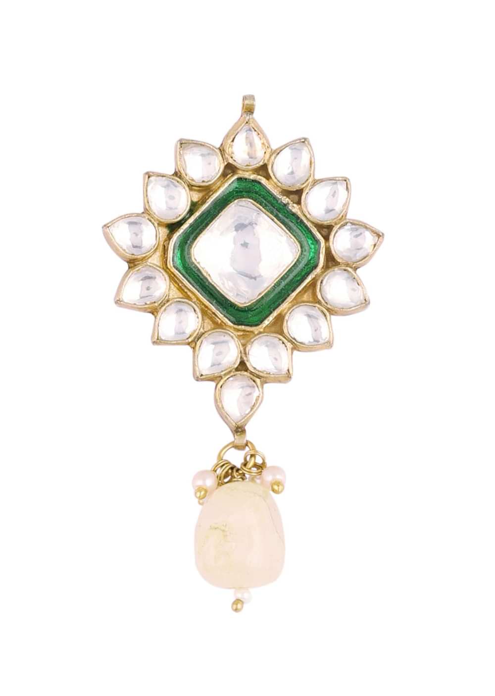 Gold Finish Green Kundan Polki Bridal Choker Set With Stones