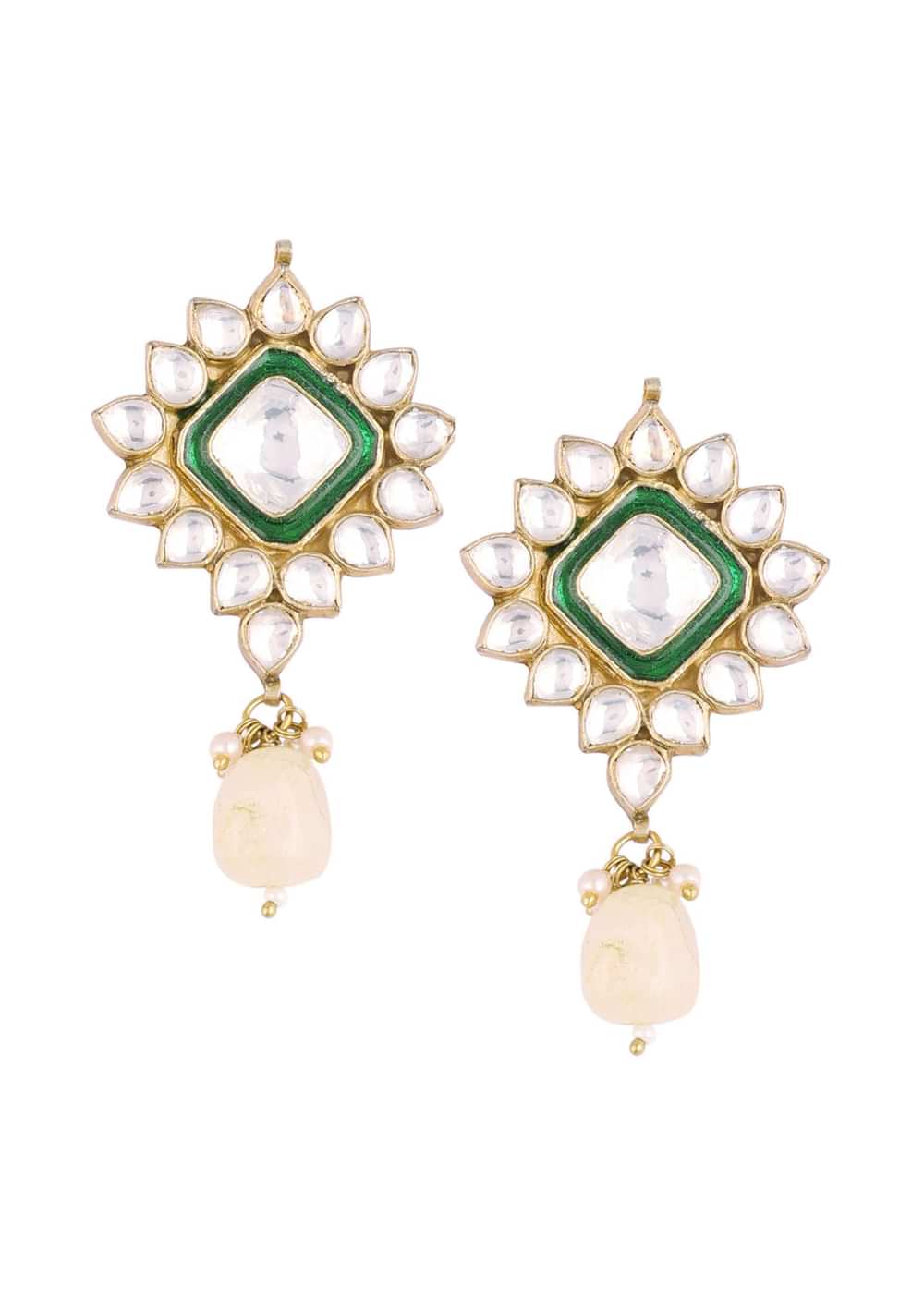 Gold Finish Green Kundan Polki Bridal Choker Set With Stones