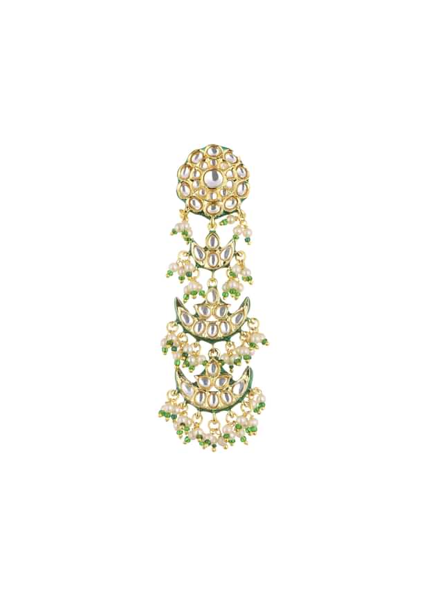 Gold Finish Kundan Danglers In Mix Metal