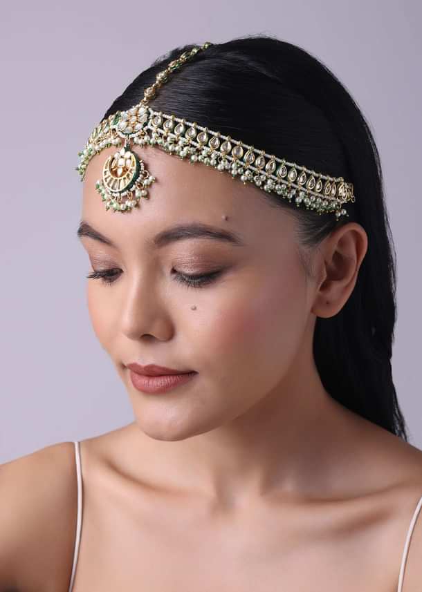 Gold Finish Kundan And Pearl Mathapatti Gold Finish Kundan And Pearl Mathapatti