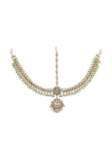 Gold Finish Kundan And Pearl Mathapatti