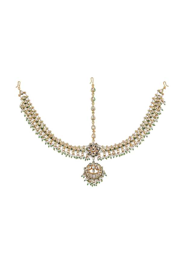 Gold Finish Kundan And Pearl Mathapatti Gold Finish Kundan And Pearl Mathapatti