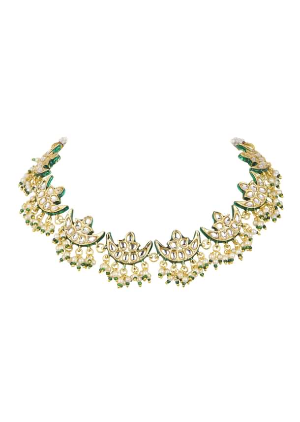 Gold Finish Kundan Choker And Chandbali Set