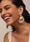Gold Finish Kundan Polki Earrings With Beads And Synthetic Stones