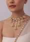 Gold Finish Kundan Embellished Necklace With Chandelier Drops
