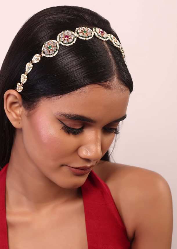 Gold Finish Kundan Matha Patti with Pearls Gold Finish Kundan Matha Patti with Pearls