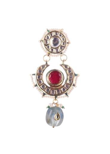 Gold Finish Kundan Necklace With Multicolor Stone In?ÿMix?ÿMetal