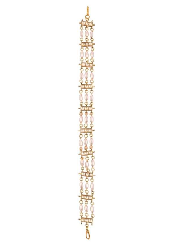 Gold Finish Kundan Polki And Pearls Sheeshpatti Gold Finish Kundan Polki And Pearls Sheeshpatti
