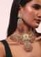 Gold Finish Kundan Polki beaded Necklace set with Earrings