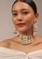 Gold Finish Kundan Polki Choker Set With Pearls
