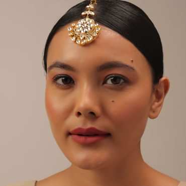 Gold Finish Kundan Polki Maangteeka