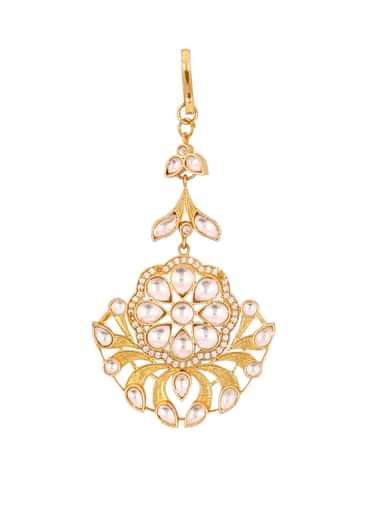 Gold Finish Kundan Polki Maangteeka