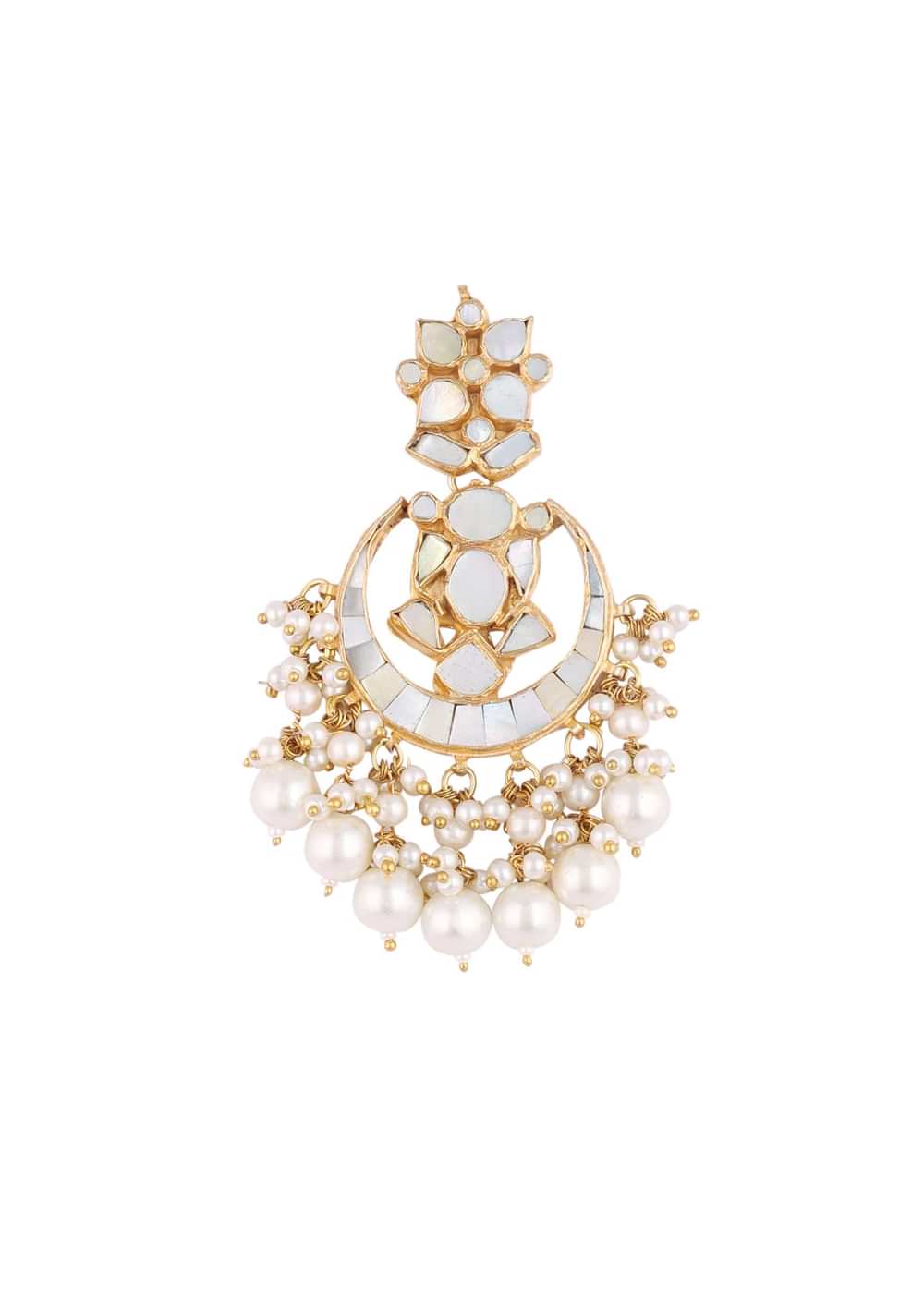 Gold Finish Kundan Polki White Choker Set With Pearls