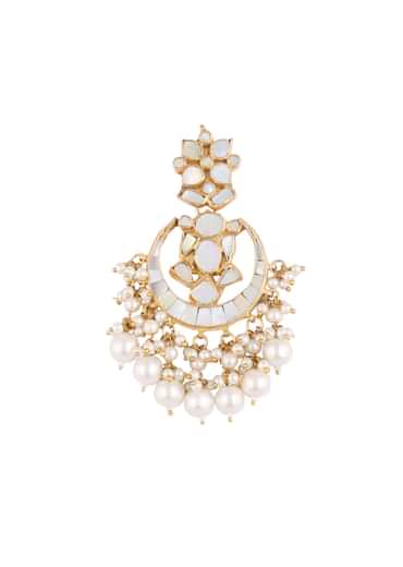 Gold Finish Kundan Polki White Choker Set With Pearls
