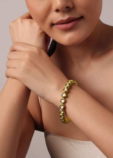 Gold Finish Kundan Studded Bangle